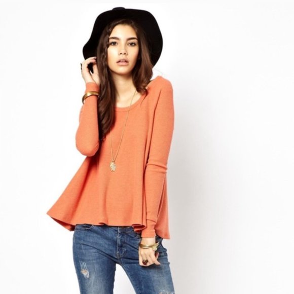 Free People We the Free Thermal waffle Knit Swing top szS - Picture 2 of 11